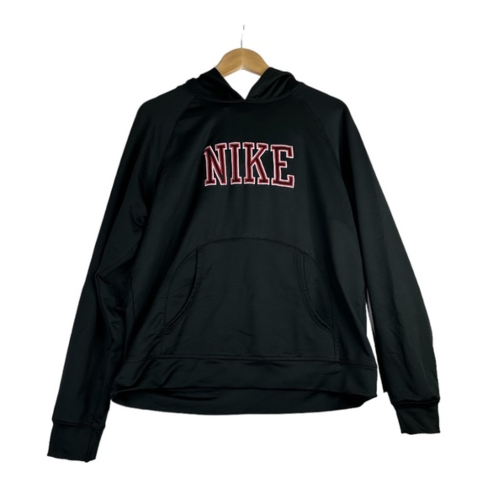 Nike‎ Women's Hoodie Sweatshirt Pullover Black Spellout Polyester Size Large